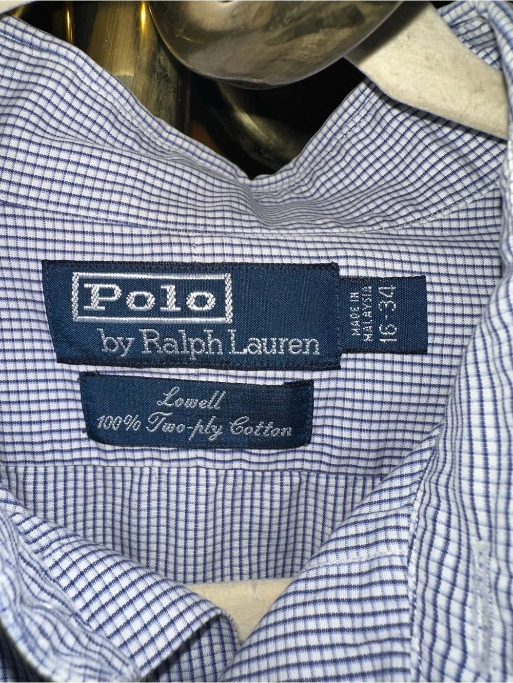 Polo by Ralph Lauren Light Blue Pinstripe Dress Shirt Size 16-34